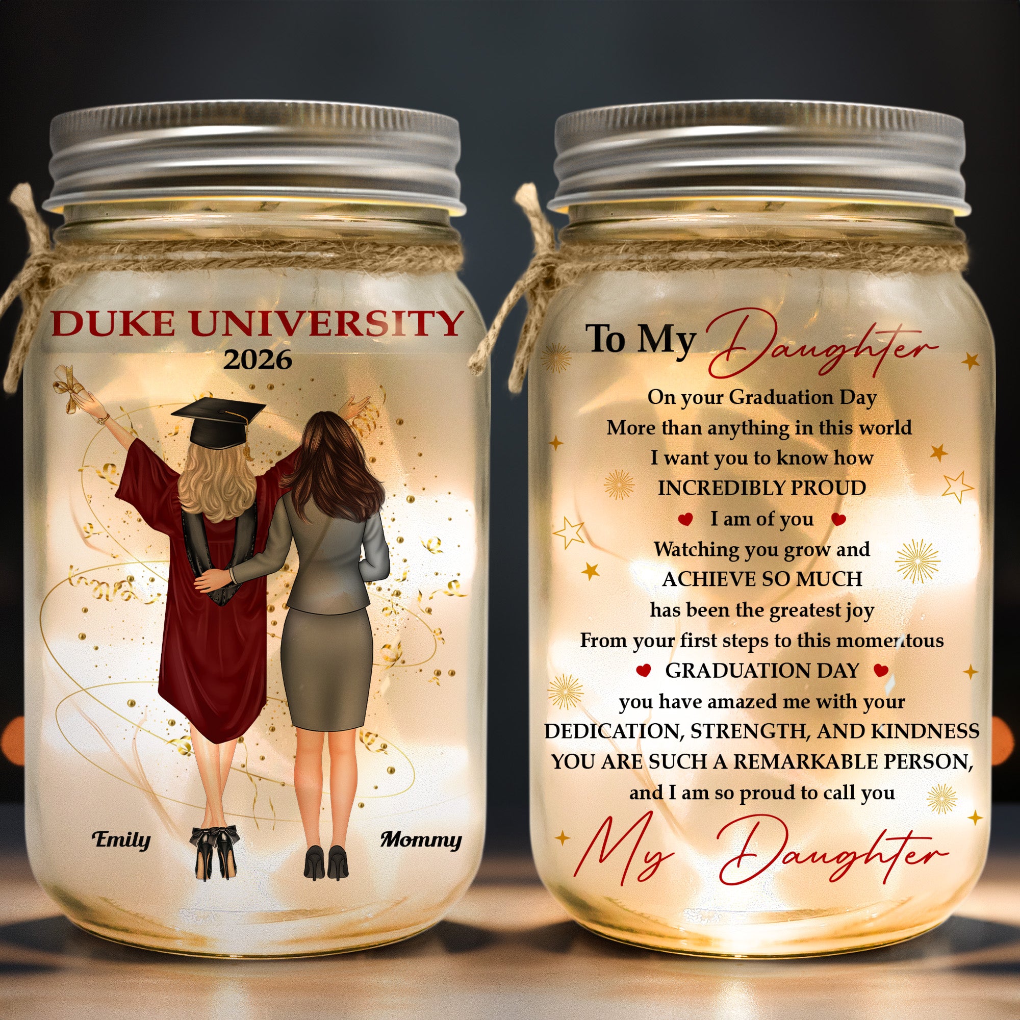 To My Daughter On Your Graduation Day - Personalized Mason Jar Light