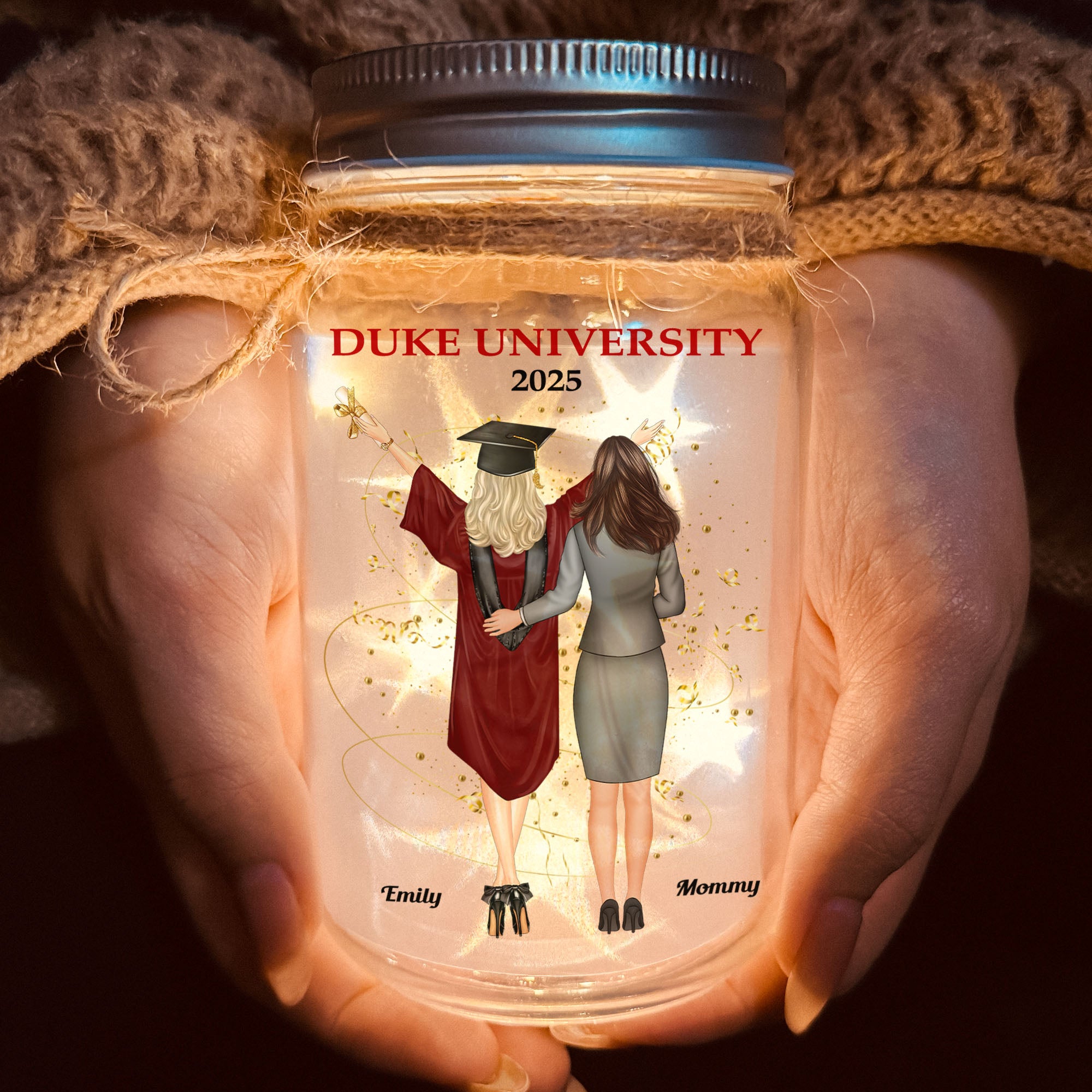 To My Daughter On Your Graduation Day - Personalized Mason Jar Light