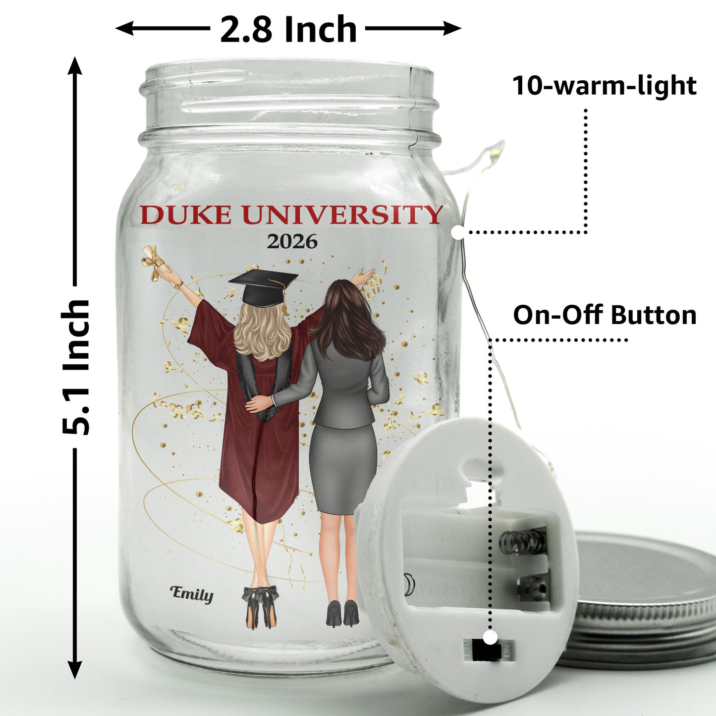 To My Daughter On Your Graduation Day - Personalized Mason Jar Light