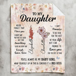 To My Daughter Think This As A Big Hug From Mom - Custom Birth Flower - Personalized Blanket