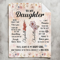 To My Daughter Think This As A Big Hug From Mom - Custom Birth Flower - Personalized Blanket