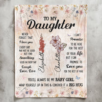 To My Daughter Think This As A Big Hug From Mom - Custom Birth Flower - Personalized Blanket