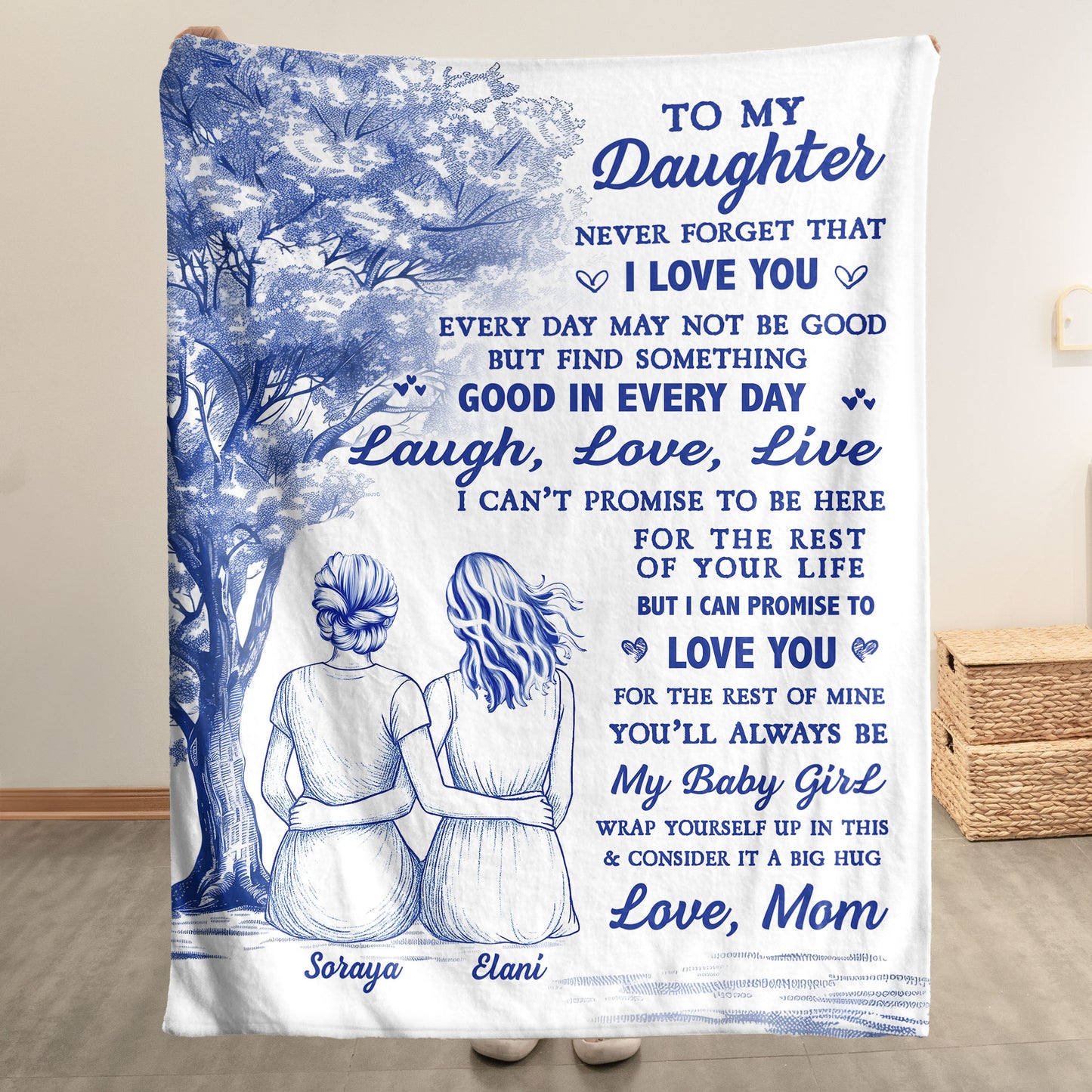 To My Daughter Toile De Jouy Style - Personalized Blanket