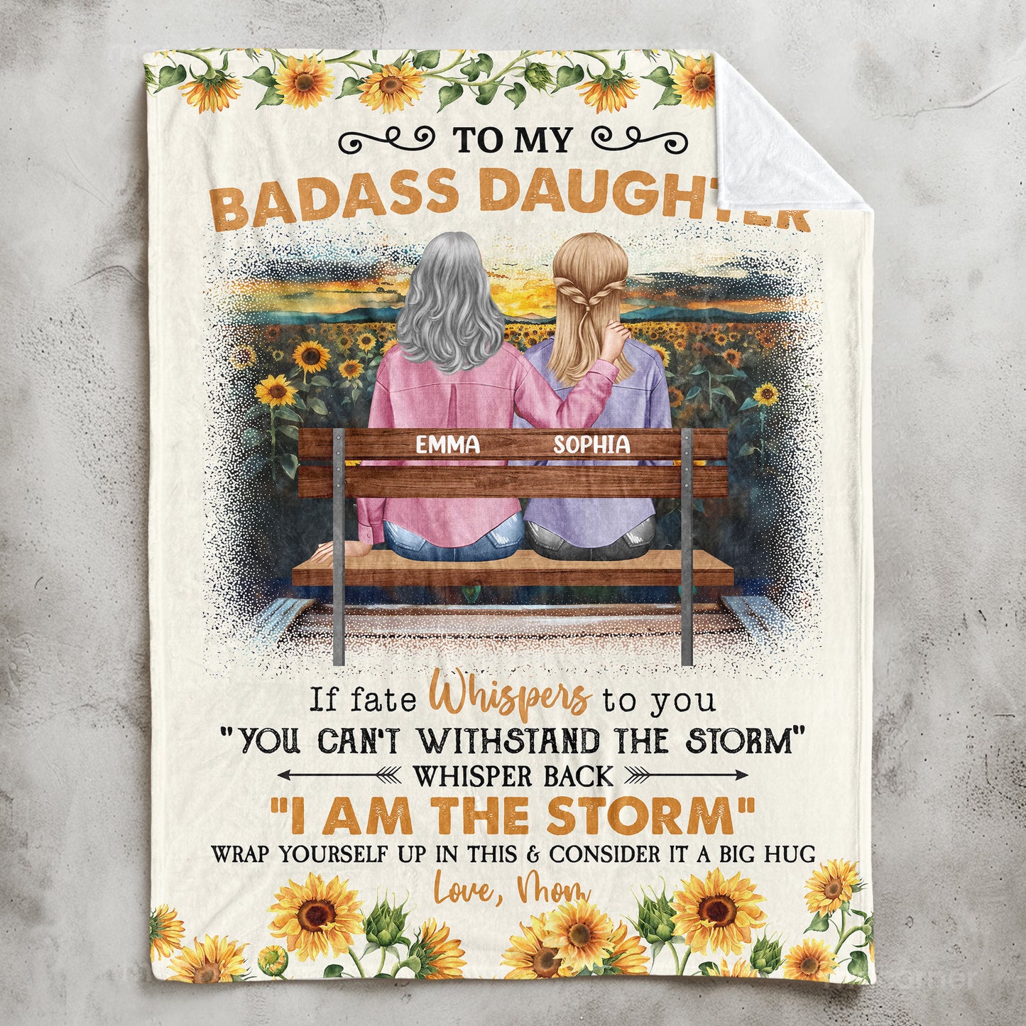 To My Daughter Whisper Back I Am The Storm - Personalized Blanket