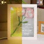 To My Daughter Whisper Back I Am The Storm - Personalized Crochet Flower Shadow Box With LED Light
