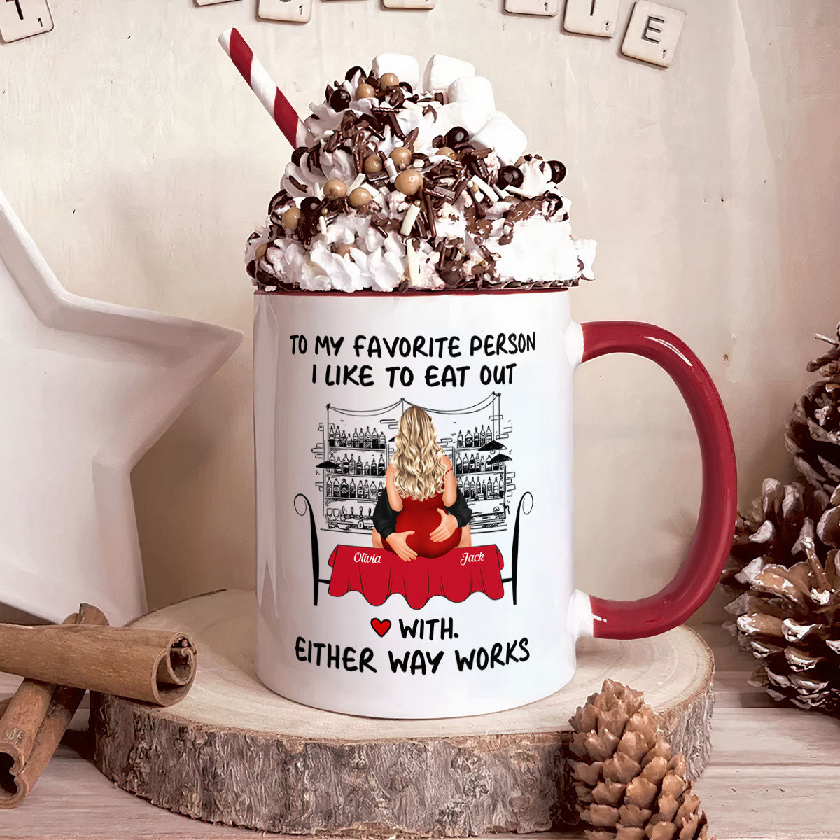 To My Favorite Person I Like To Eat Out - Personalized Accent Mug