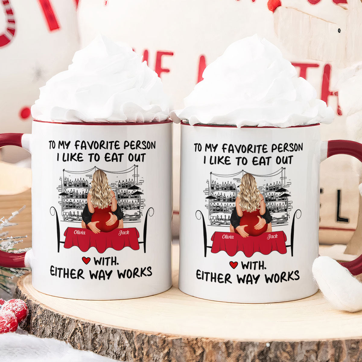 To My Favorite Person I Like To Eat Out - Personalized Accent Mug