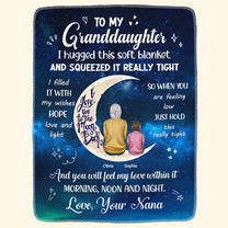 To My Granddaughter I Love You To The Moon And Back - Personalized Blanket