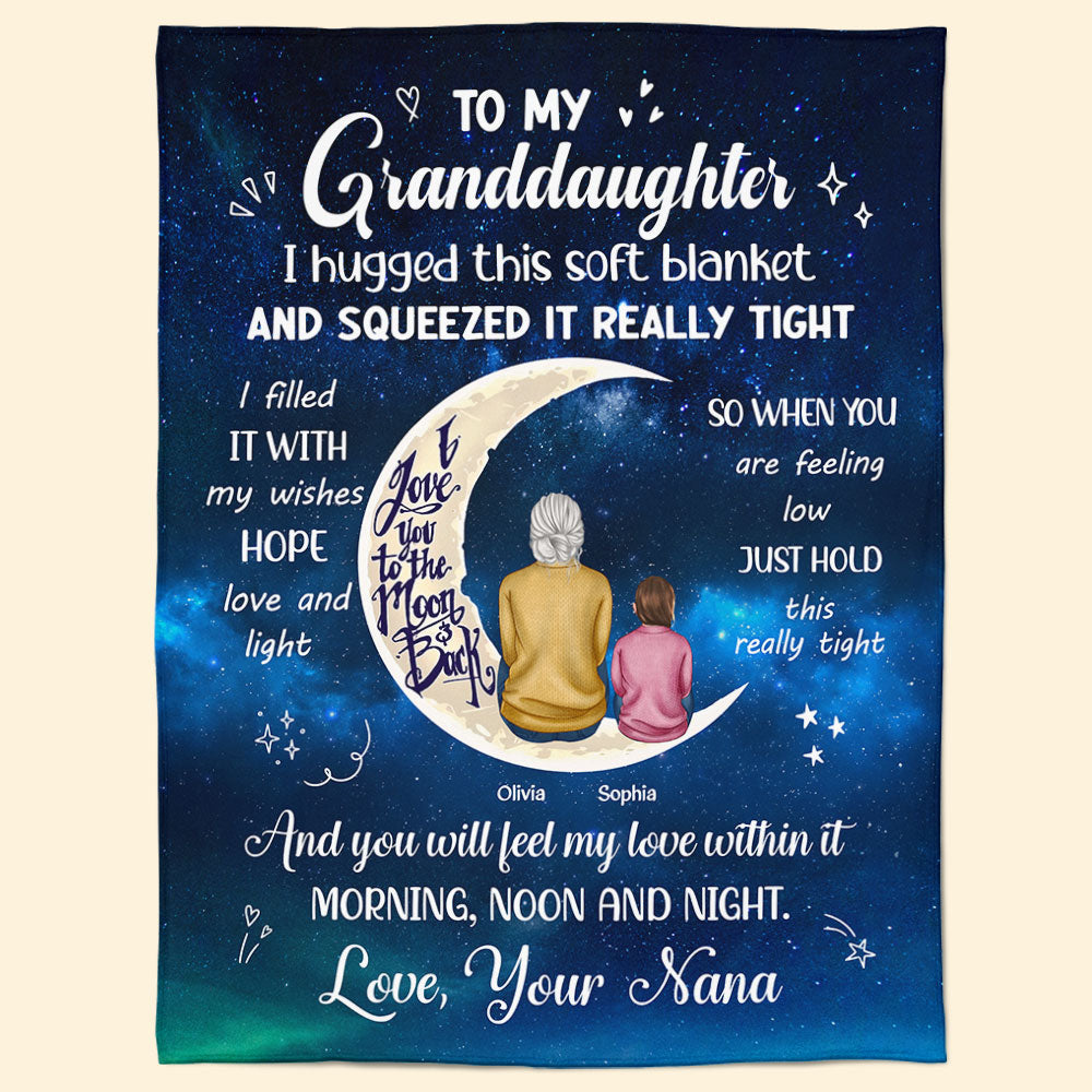 To My Granddaughter I Love You To The Moon And Back - Personalized Blanket