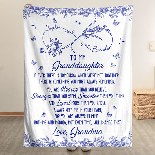 To My Granddaughter Infinity Birth Flower - Personalized Blanket