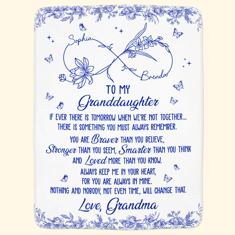 To My Granddaughter Infinity Birth Flower - Personalized Blanket