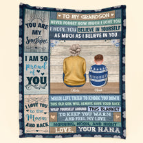To My Grandson I Love You - Personalized Photo Blanket
