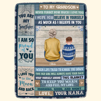 To My Grandson I Love You - Personalized Photo Blanket