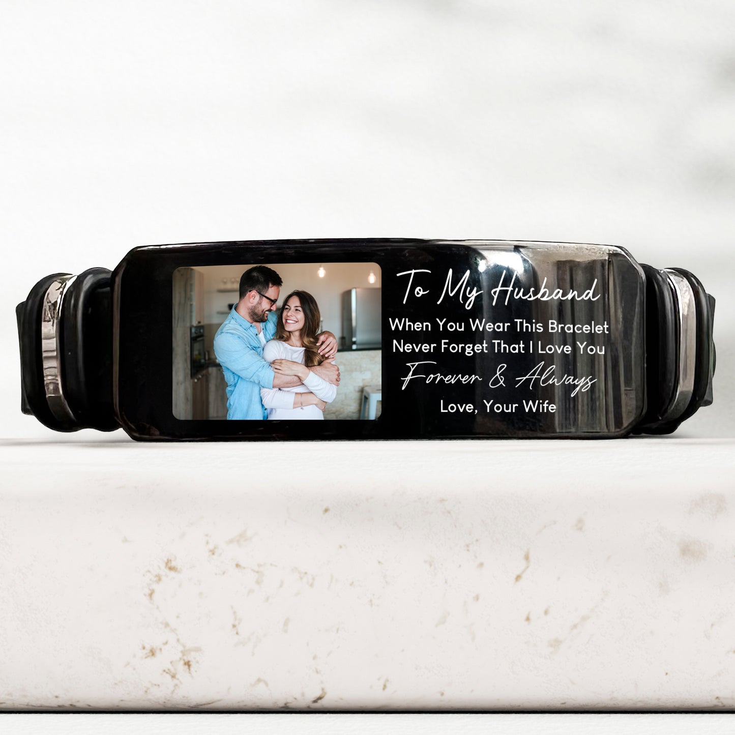 To My Husband Gift I Love You Forever Always - Personalized Photo Bracelet