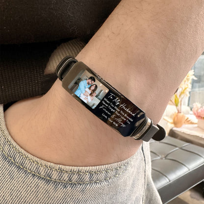 To My Husband Gift I Love You Forever Always - Personalized Photo Bracelet
