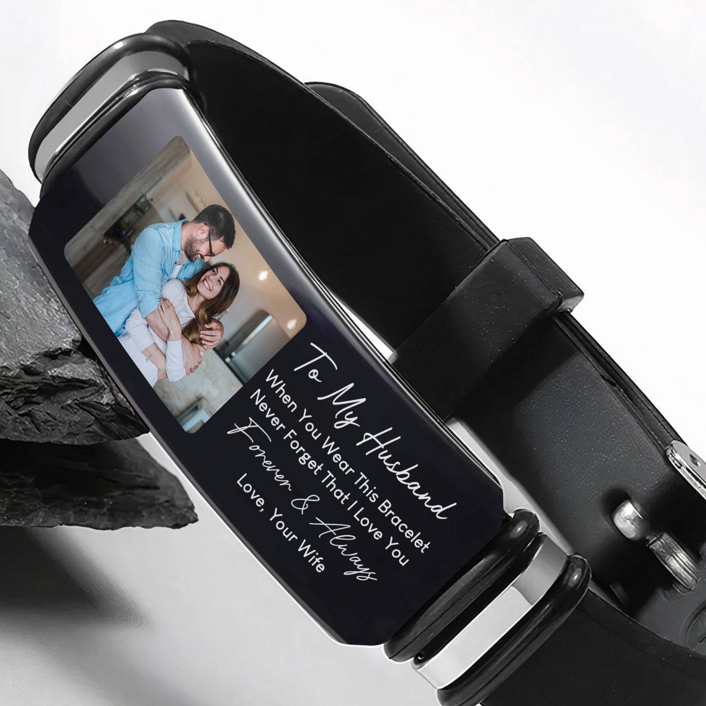 To My Husband Gift I Love You Forever Always - Personalized Photo Bracelet