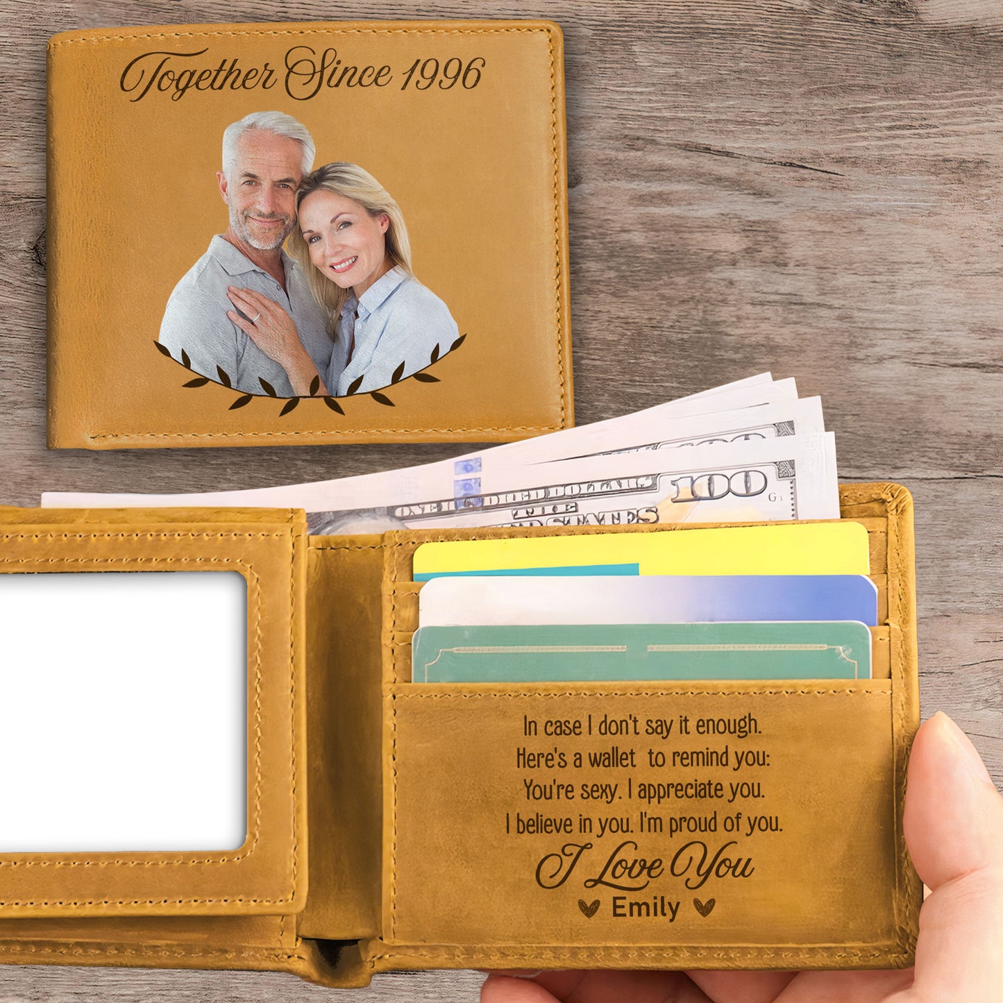 To My Husband Here's A Wallet To Remind You - Personalized Photo Leather Wallet