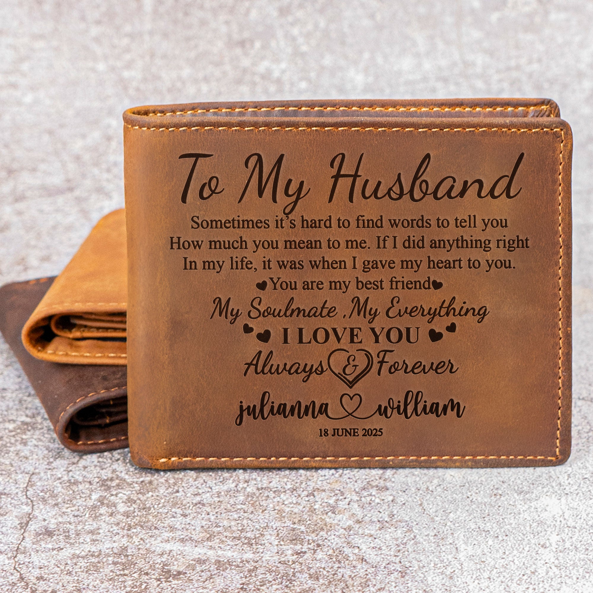 To My Husband You Are My Everything - Personalized Leather Wallet