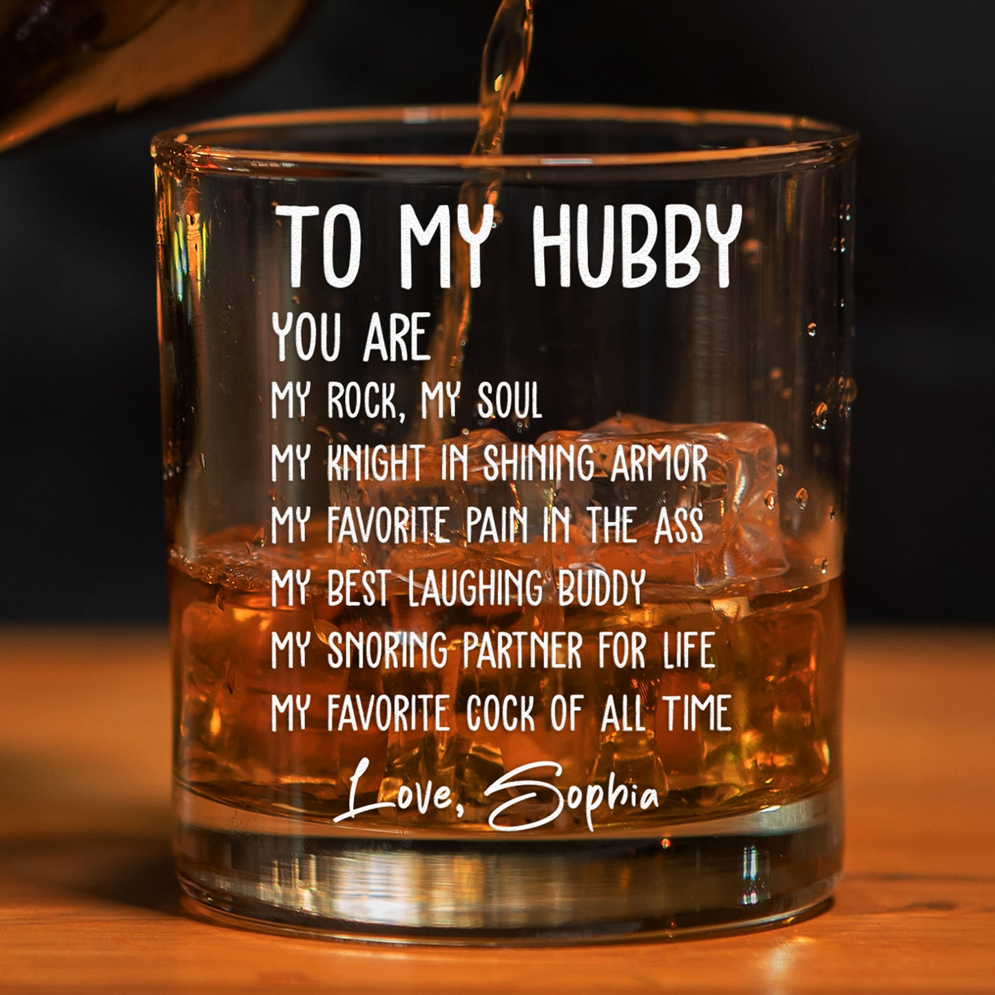 To My Husband You Are My Favorite Cock Of All Time - Personalized Whiskey Glass