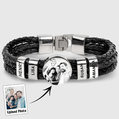To My Man - Gift For Husband, Boy Friend - Personalized Photo Leather Bracelet