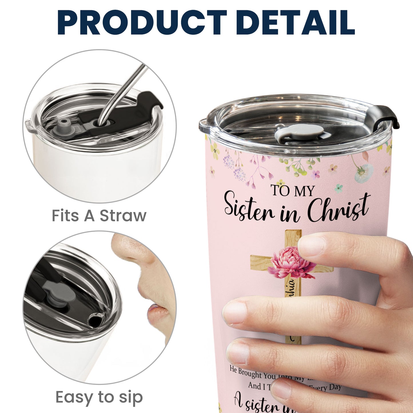 To My Sister In Christ Custom With Name & Birth Flower - Personalized Tumbler Cup