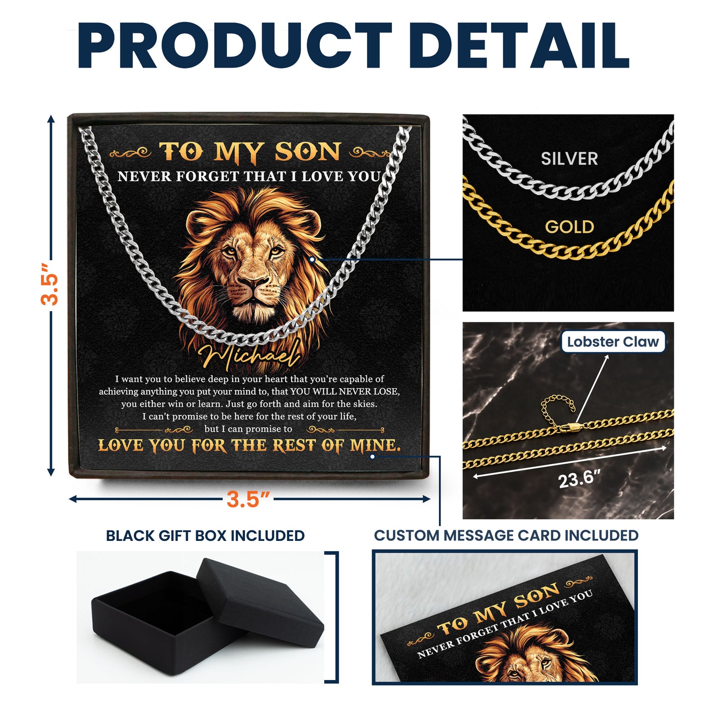 To My Son Gift From Mom/Dad - Personalized Men's Cuban Link Chain