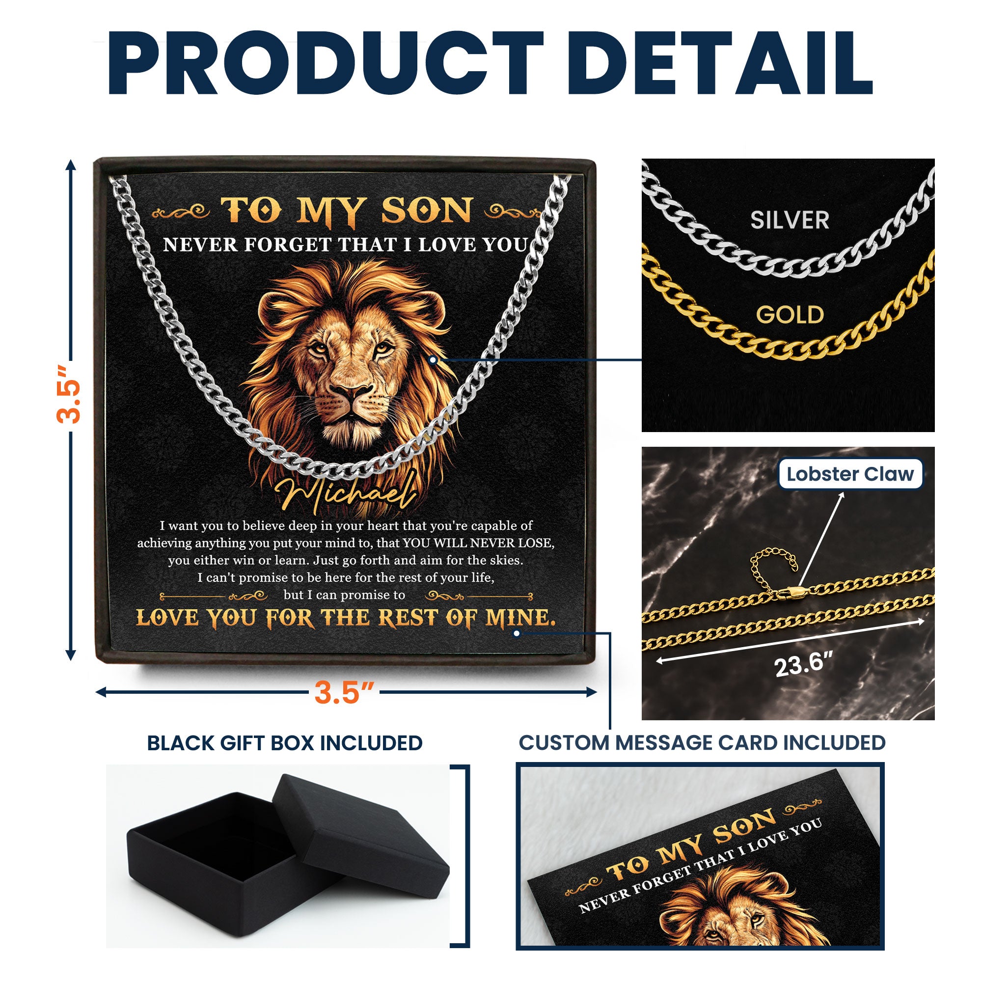 To My Son Gift From Mom/Dad - Personalized Men's Cuban Link Chain