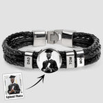 To My Son - Personalized Photo Leather Bracelet