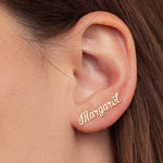 To My Wife Anniversary Gift - Personalized Name Stud Earrings