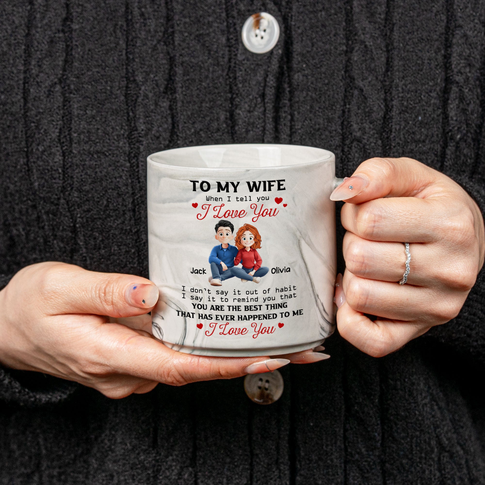 To My Wife I Love You Reminder Gifts - Personalized Marble Mug