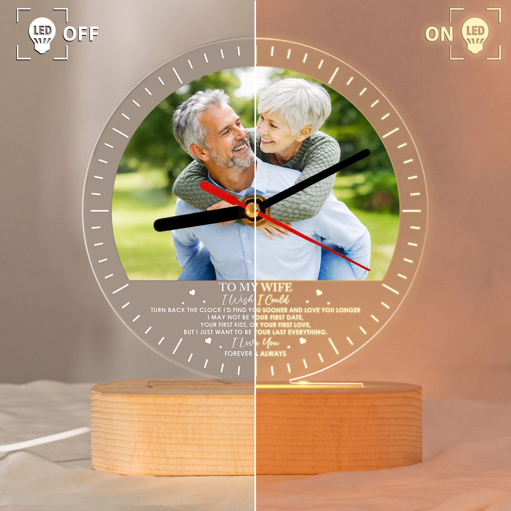 To My Wife If I Could Turn Back The Clock - Personalized Acrylic Photo Desk Clock Light