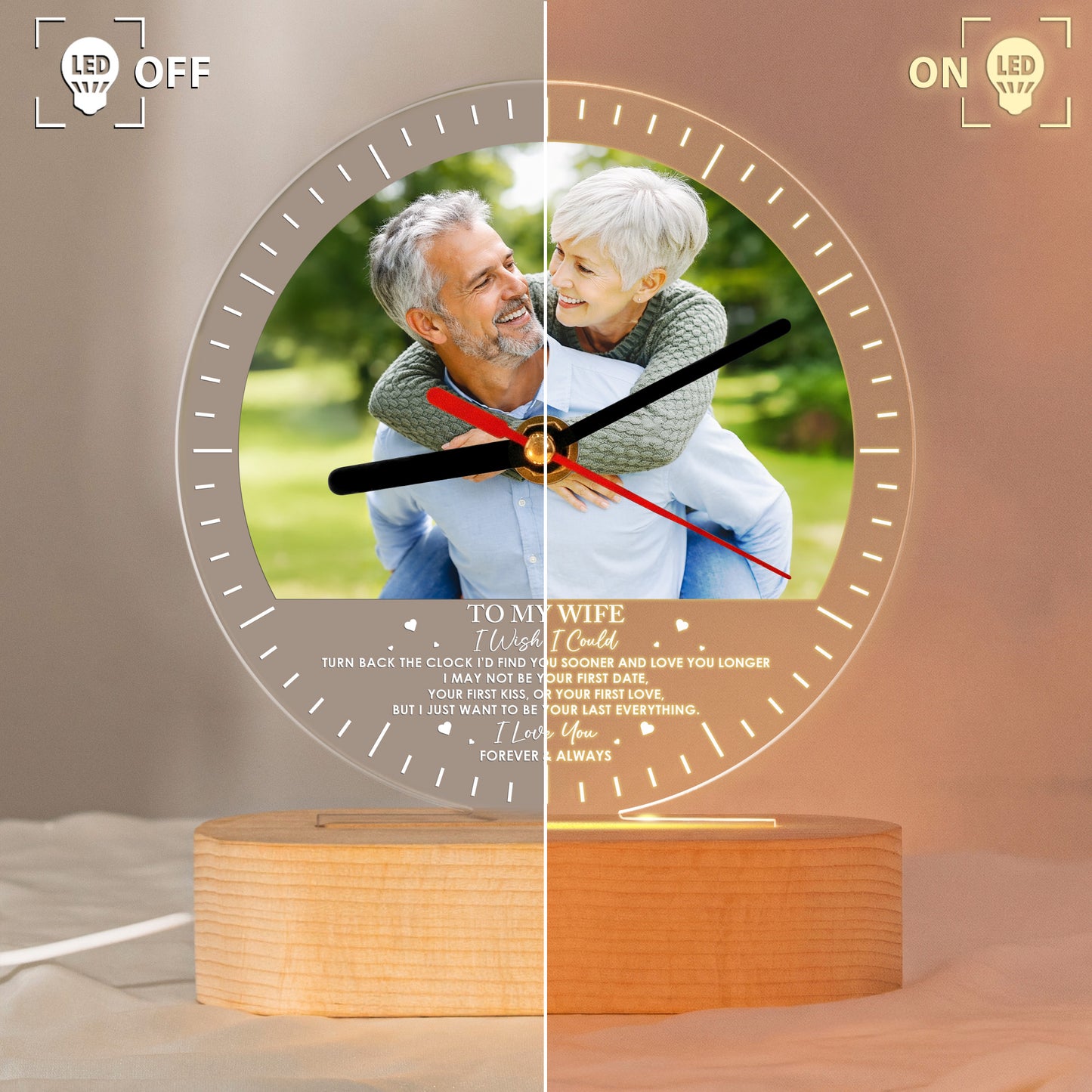 To My Wife If I Could Turn Back The Clock - Personalized Acrylic Photo Desk Clock Light