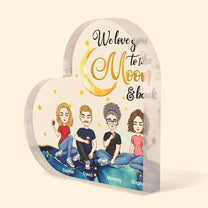 To The Moon And Back - Personalized Heart Shaped Acrylic Plaque