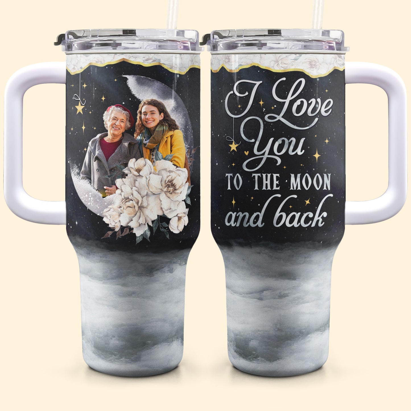 To The Moon & Back - Personalized 40oz Tumbler With Straw