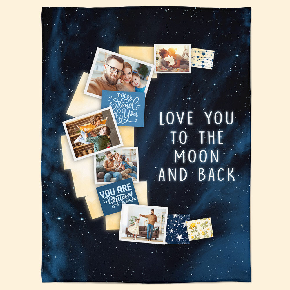 (Photo Inserted) To The Moon & Back - Personalized Photo Blanket