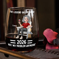 The Legend Has Retired New Version - Personalized Stemless Wine Glass