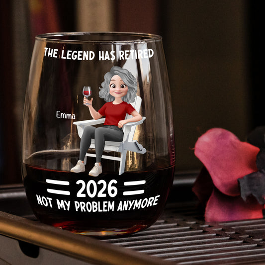 The Legend Has Retired New Version - Personalized Stemless Wine Glass