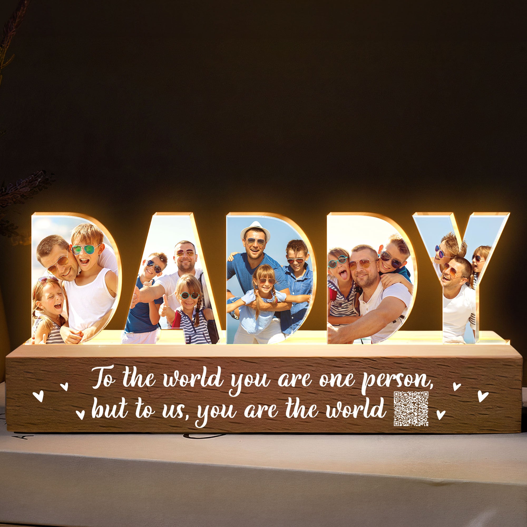 To The World You're A Person To Our Family You Are The World - Personalized Photo LED Night Light
