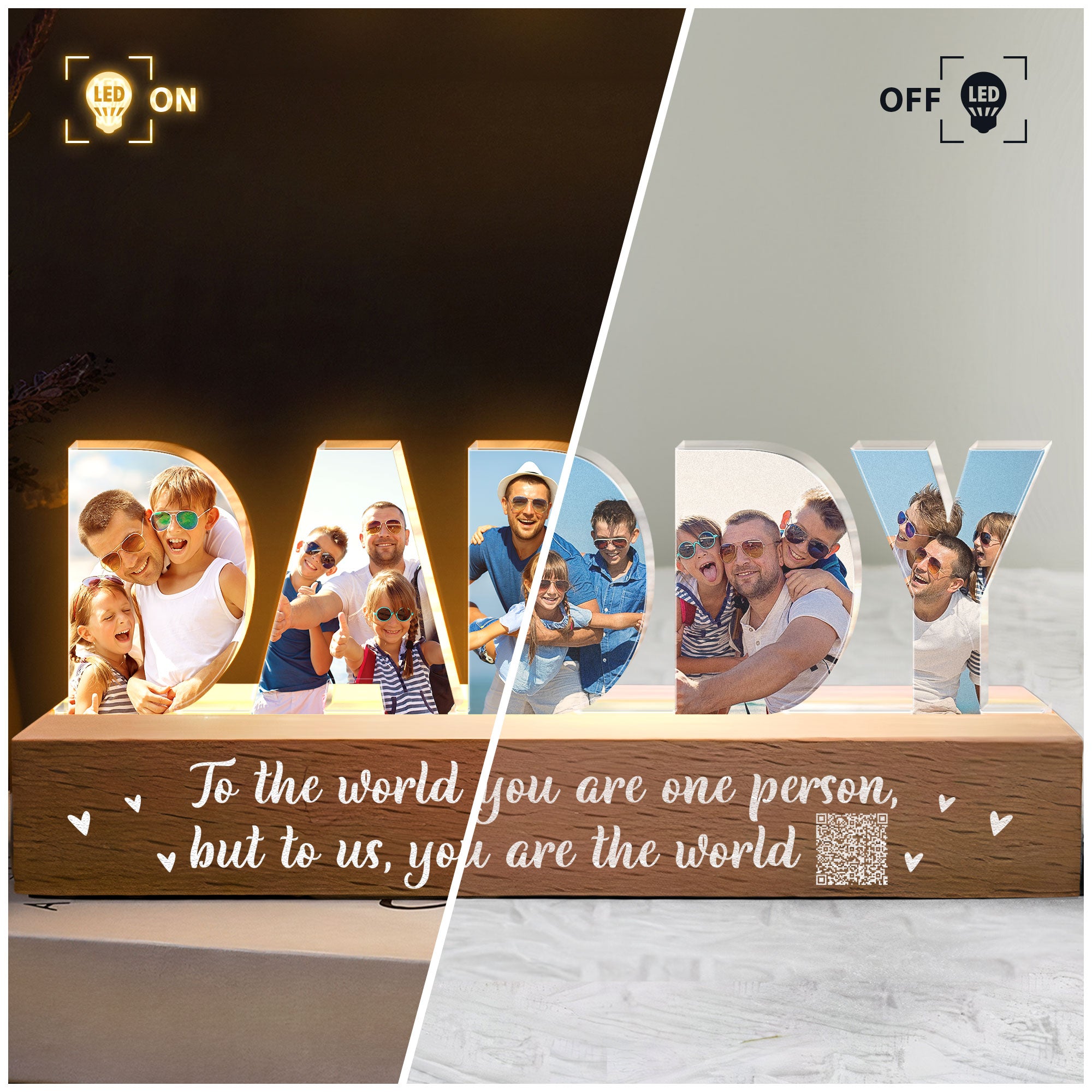 To The World You're A Person To Our Family You Are The World - Personalized Photo LED Night Light