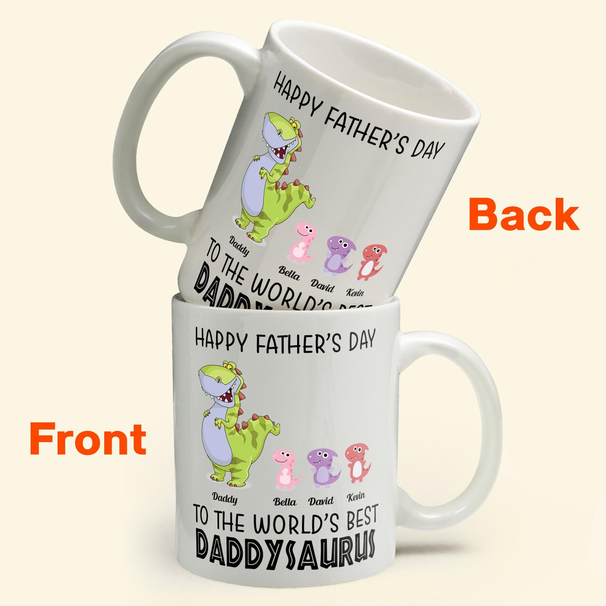 To The World's Best Daddysaurus - Personalized Mug - Father's Day, Birthday, Funny Gift For Dad, Father, Husband - Gift From Wife, Son, Daughter