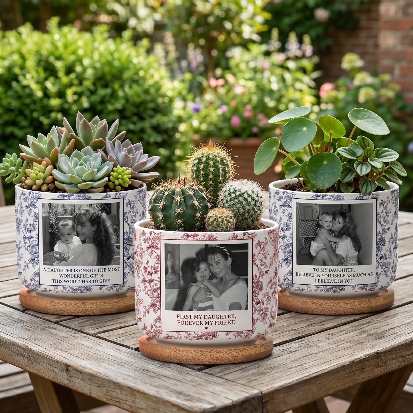 To-My-Daughter-Toile-De-Jouy-Custom-Photo-Mom-&-Daughter,-Dad-&-Daughter-Personalized-Plant-Pot-2