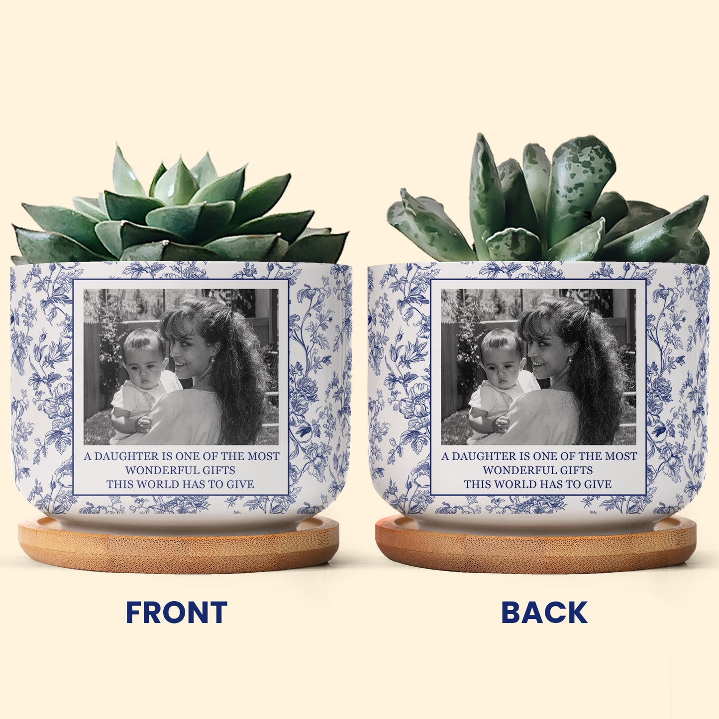 To-My-Daughter-Toile-De-Jouy-Custom-Photo-Mom-&-Daughter,-Dad-&-Daughter-Personalized-Plant-Pot-4