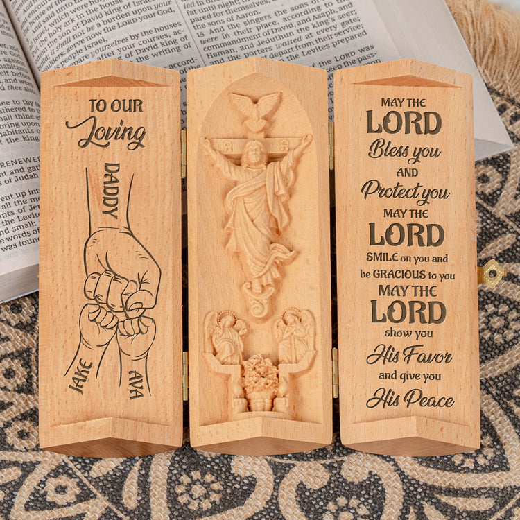 To-My-Loving-Dad,-Grandpa-Personalized-Openable-Wooden-Cylinder-Sculpture-of-Jesus-2