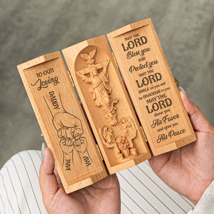 To-My-Loving-Dad,-Grandpa-Personalized-Openable-Wooden-Cylinder-Sculpture-of-Jesus-3