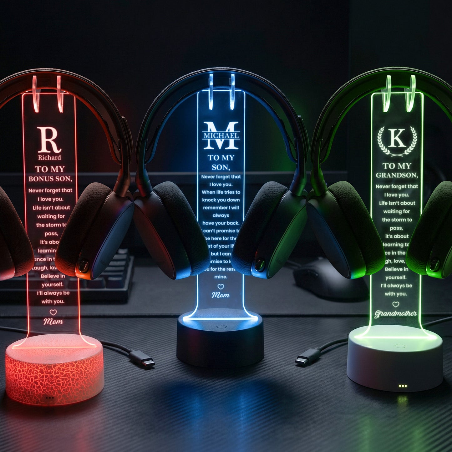 To-My-Son-Custom-Name-Monogram-Gift-For-Son-From-Mom-Dad-Personalized-Headphone-Stand-2