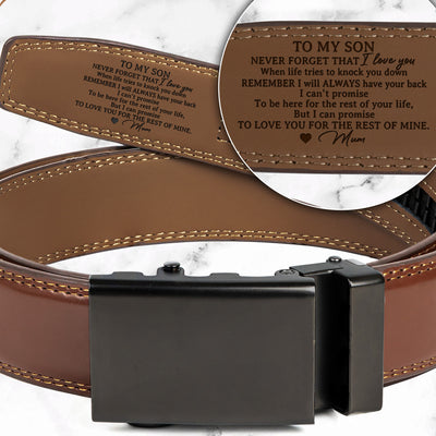 To My Son Grandson Stand Tall I Love You - Personalized Leather Belt