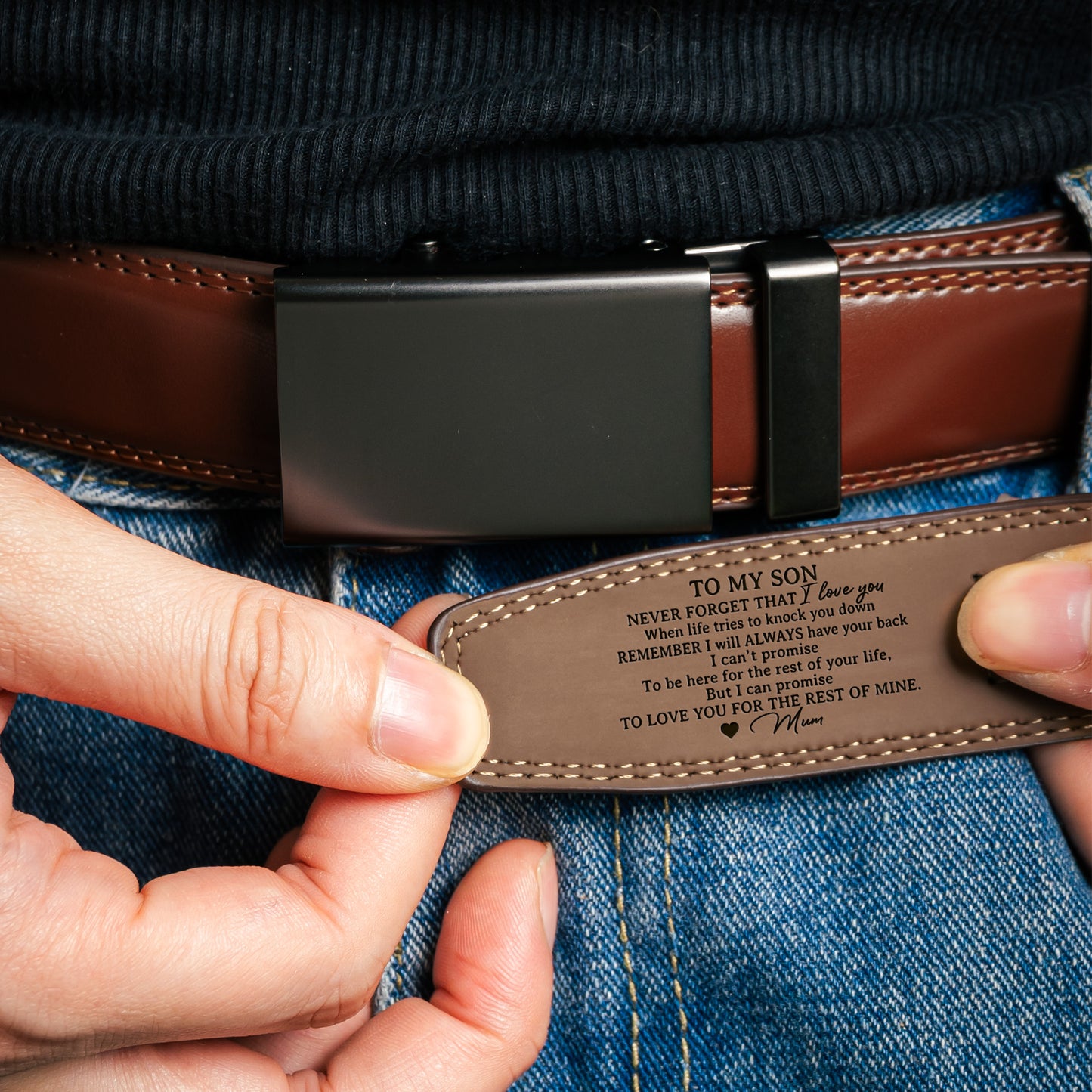To-My-Son-Grandson-Stand-Tall-I-Love-You-Personalized-Leather-Belt-3