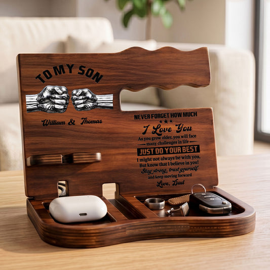To-My-Son-Stay-Strong,-Trust-Yourself-From-Dad,-Mom-Personalized-Desk-Organizer-1