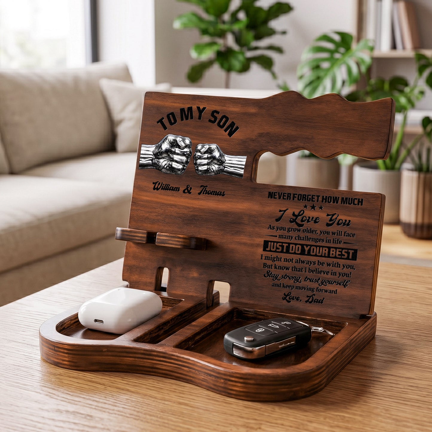 To-My-Son-Stay-Strong,-Trust-Yourself-From-Dad,-Mom-Personalized-Desk-Organizer-3