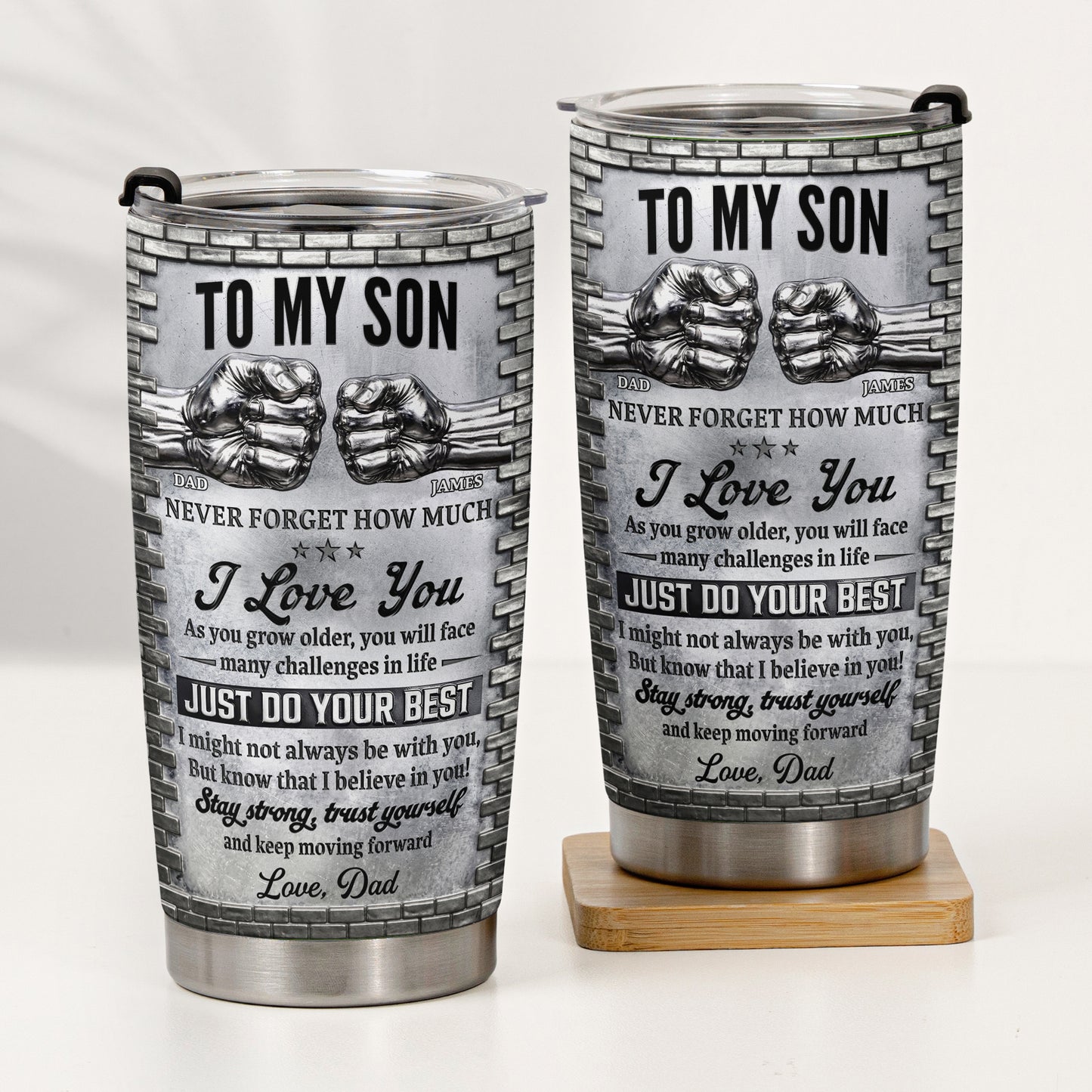 To-My-Son-Stay-Strong,-Trust-Yourself-From-Dad,-Mom-Personalized-Tumbler-2
